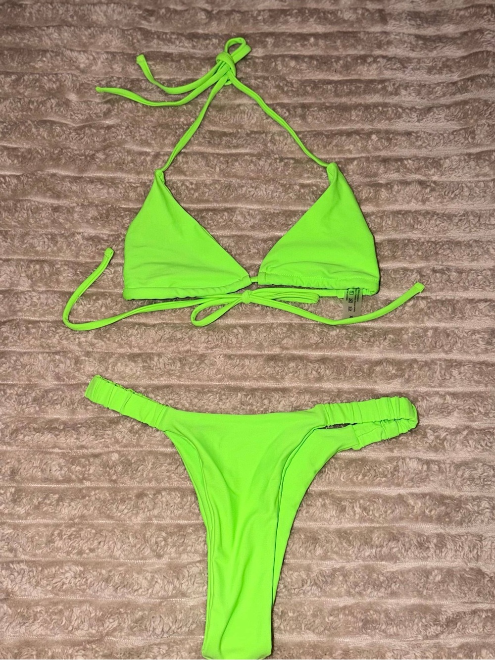 Neon Green Triangle Bikini Set - Women Swim